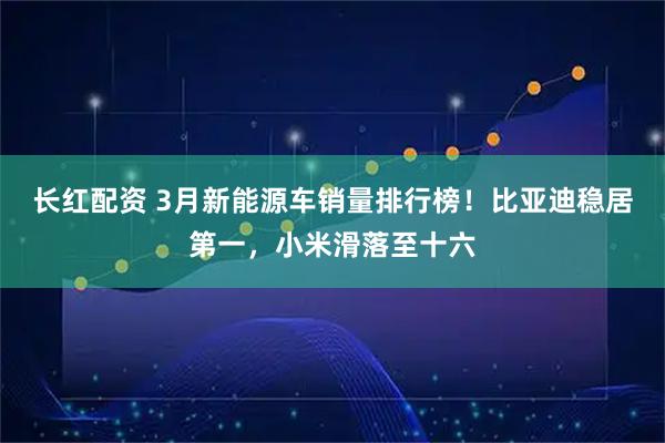 长红配资 3月新能源车销量排行榜！比亚迪稳居第一，小米滑落至十六